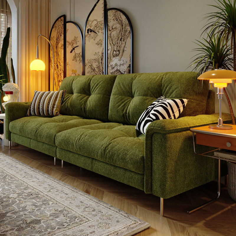 Coussin en chenille vert, H 36,61 po x l 102,36 x P 36,22 po