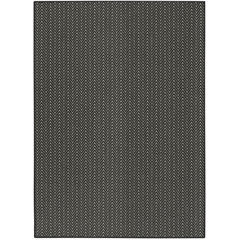 Remmie Black Modern Indoor/Outdoor Rug, Rectangle 6' x 9', Black