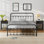Ensemble de chambre à coucher 3 pièces, cadre de lit en métal avec tête de lit et table de chevet, ensemble de 3 meubles de chambre à coucher de style maison de campagne classique, aucun sommier requis, assemblage facile