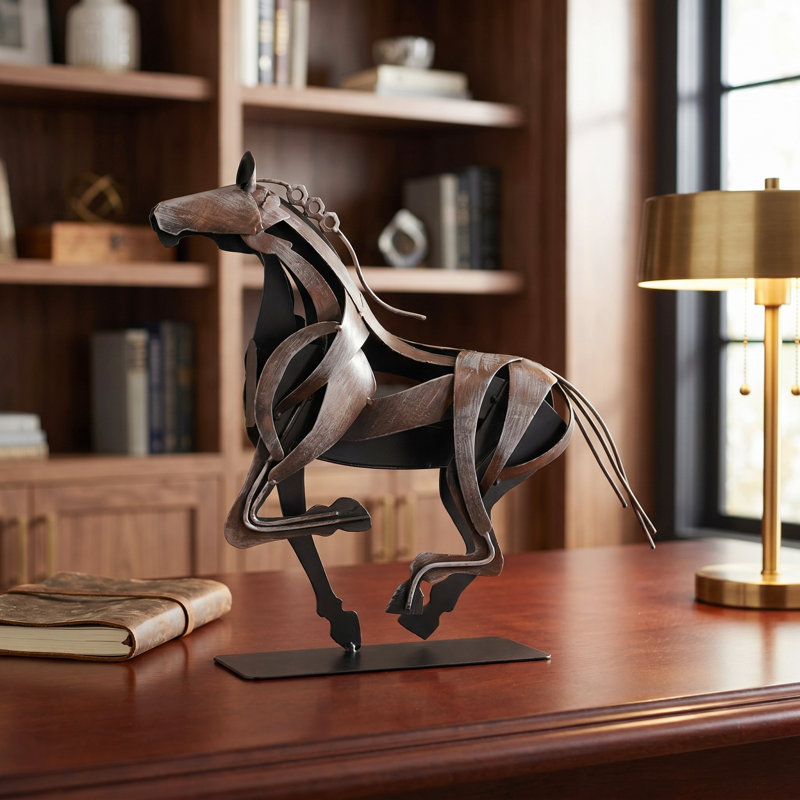 Handmade Metal Horse Statue Sculpture Décor For Horse Lovers Gifts, Vintage Brown