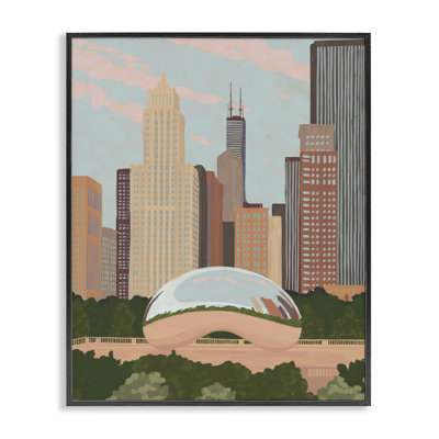 Chicago Bean Cityscape Framed Giclee, design by Veronica Lara
