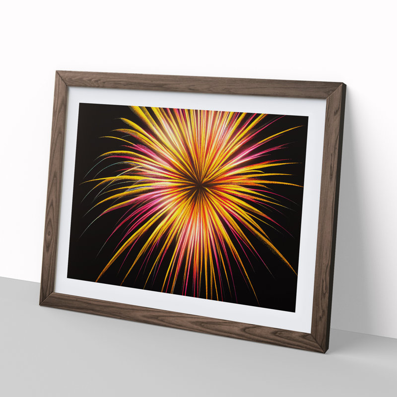 Revolutionary Fireworks - Single Picture Frame Print, 46cm H x 64cm W x 2cm D, Walnut Framed