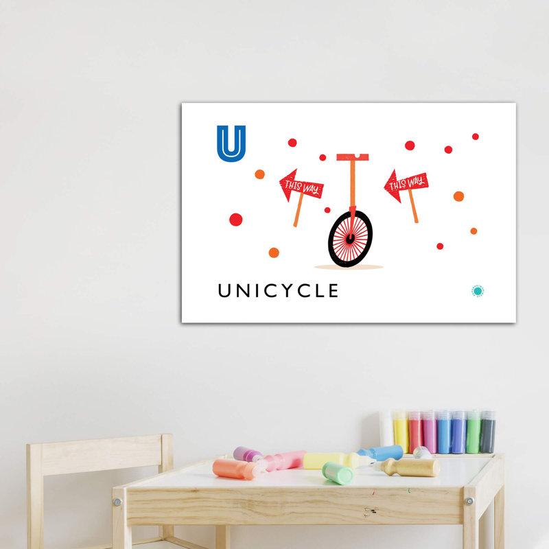 «U Is for Monicycle» - Impression, Aucun mat, Toile tendue, H 26 po x l 40 po x 1,5 po
