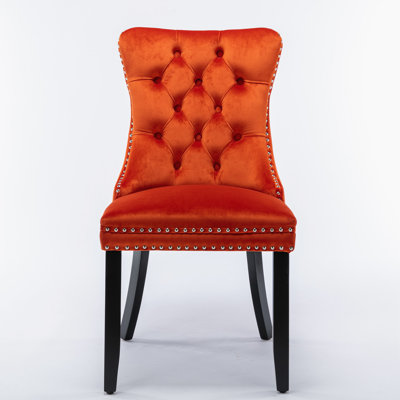 2 Pcs High-End Tufted Solid Wood Contemporary Velvet Upholstered Dining Chair With Wood Legs Nailhead Trim,Upholstered dining room chair,dinning chair,kitchen chair