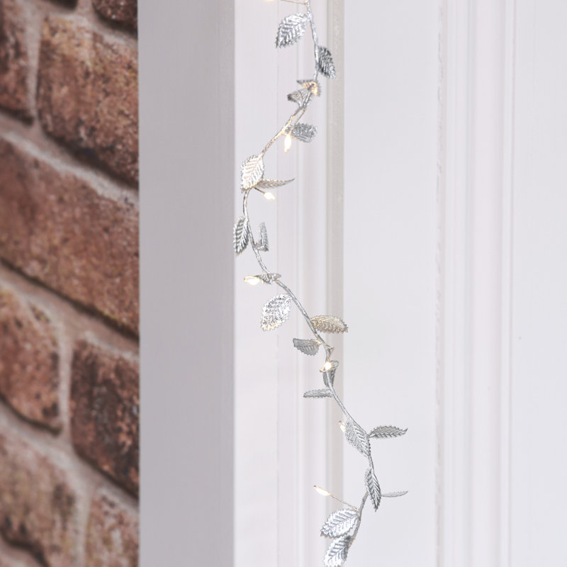200cm Lighted Faux Garland with Lights, Silver