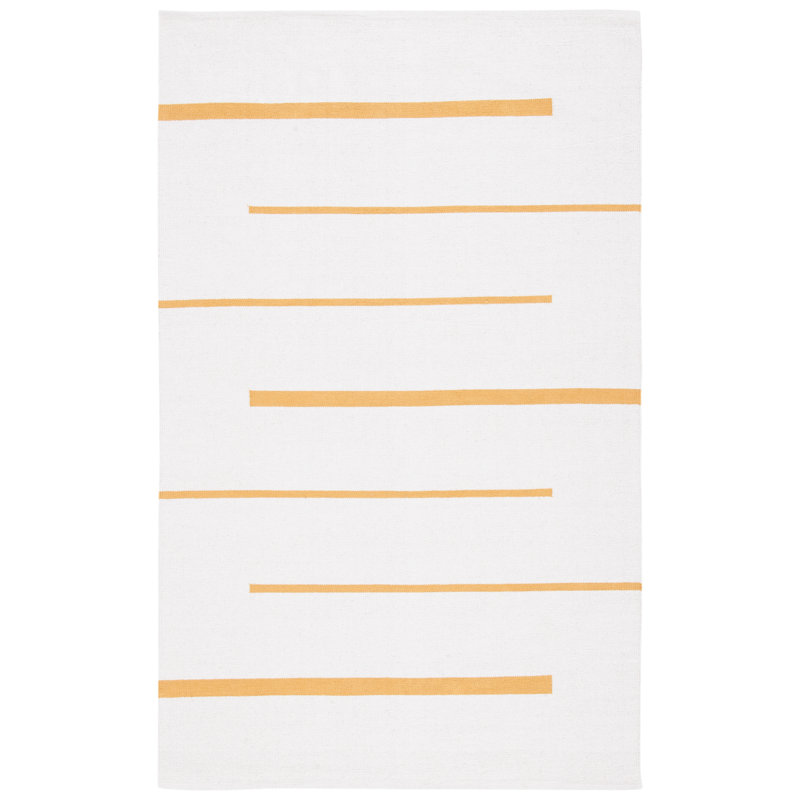 Tapis rayé en coton tissé à la main Estiven, Rectangulaire 3 pi x 5 pi