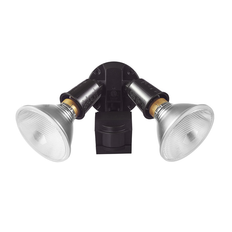 Projecteur extérieur de sécurité câblé à 2 têtes avec détecteur de mouvement, Bronze