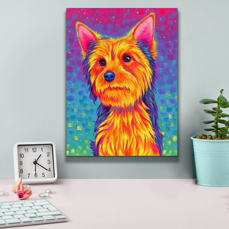 «Yorkshire Terrier» par Rebecca Wang, art mural sur toile, 12 po x 16 po, H 16 po x l 12 po x P 0,75 po