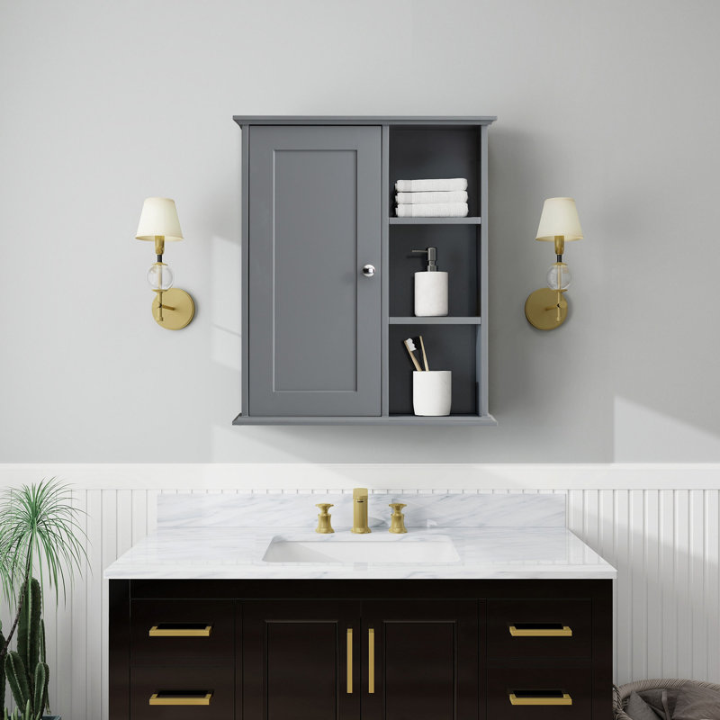 Armoire murale de salle de bain 23,6 po, Gris