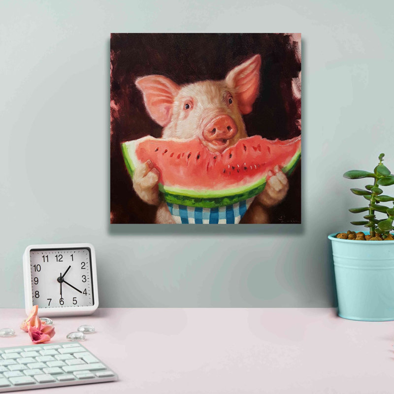 " Pig Out " by Lucia Heffernan, 12" H x 12" W
