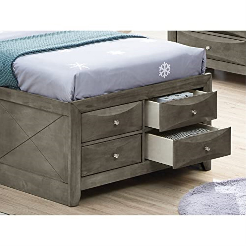 Champetre Bookcase Storage Bed, Twin, Gray