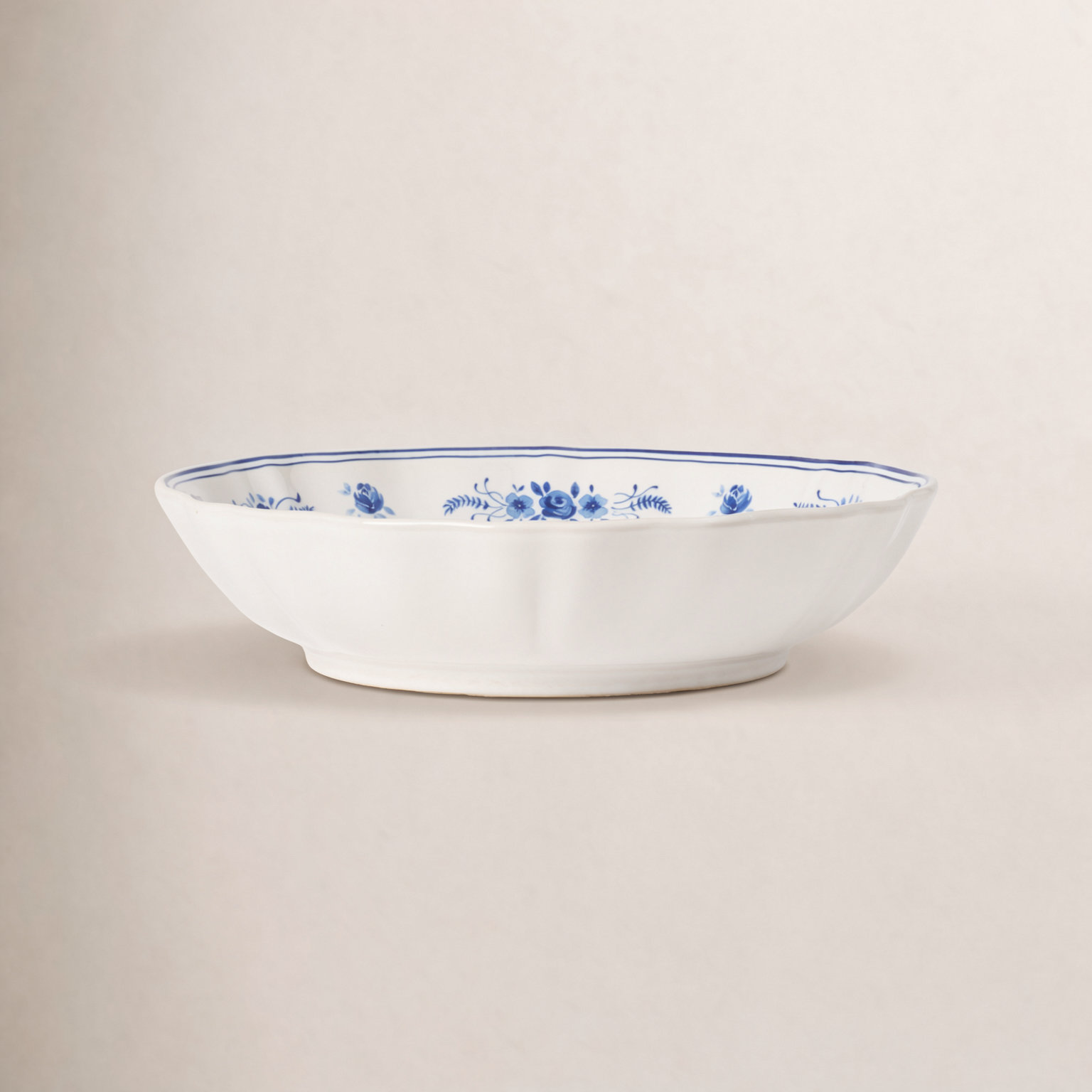 Vila Stoneware Pasta Bowl, White/Blue
