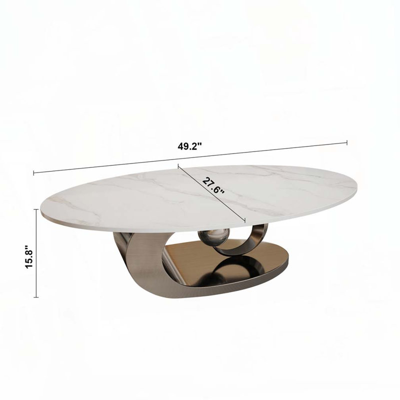 Table basse avec base sculpturale en acier inoxydable, Gris
