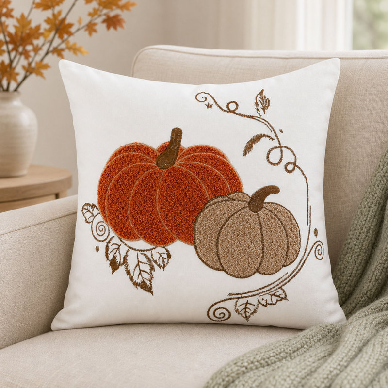 Ensemble de 2 coussins décoratifs en coton Pumpkin