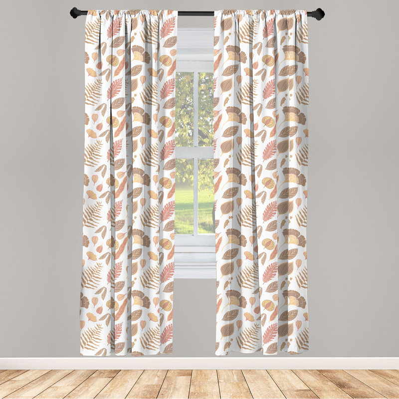Fall/Autumn Semi-Sheer Rod Pocket Curtain Panels, 28" x 63"