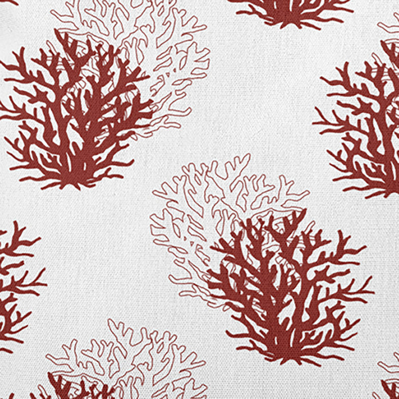Coussin décoratif intérieur / extérieur Coral, H 16 po x l 16 po, Rouge / blanc