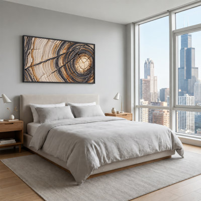 Tree Trunk Rings Light Brown and Dark Grey Texture Canvas Wall Art