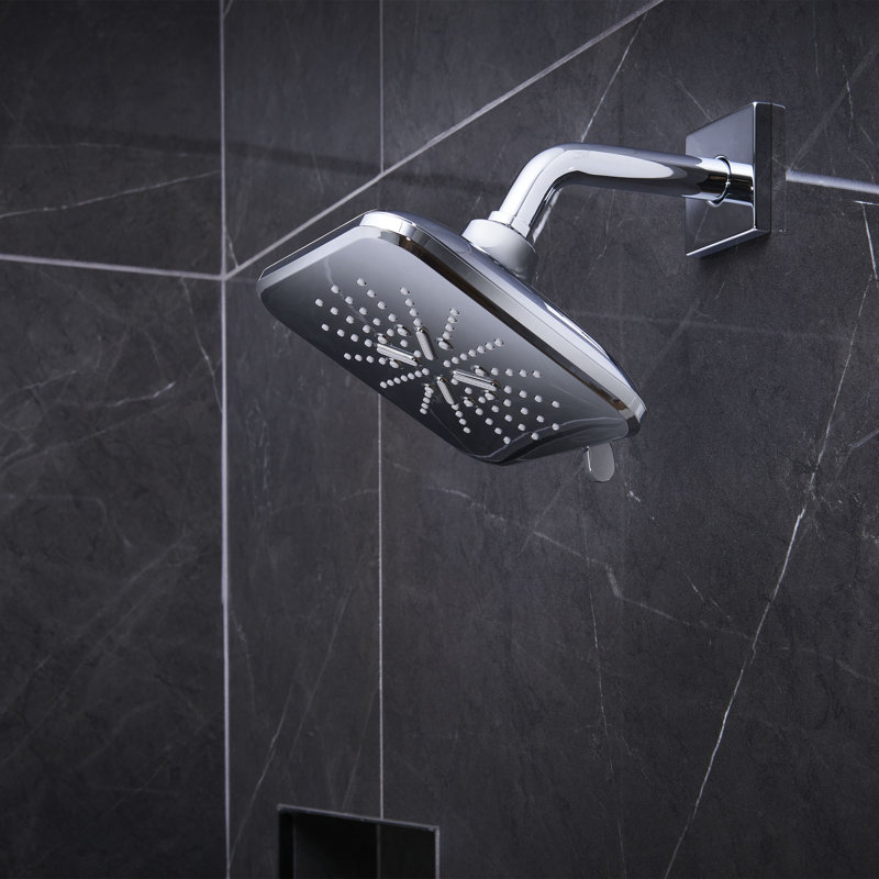 Jet Fixed Shower Head with DreamSpray, Brushed Cool Sunrise