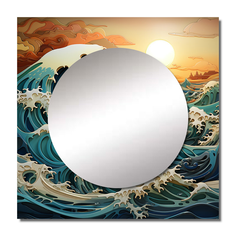 Ishrana - Miroir carré pour décoration murale océan, 23 po x 23 po