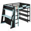 Lit mezzanine double pour lit double avec bureau, structure de lit mezzanine en bois massif avec lumières DEL, ports USB et tablettes, lit double pour jouer avec bureau-1571588410