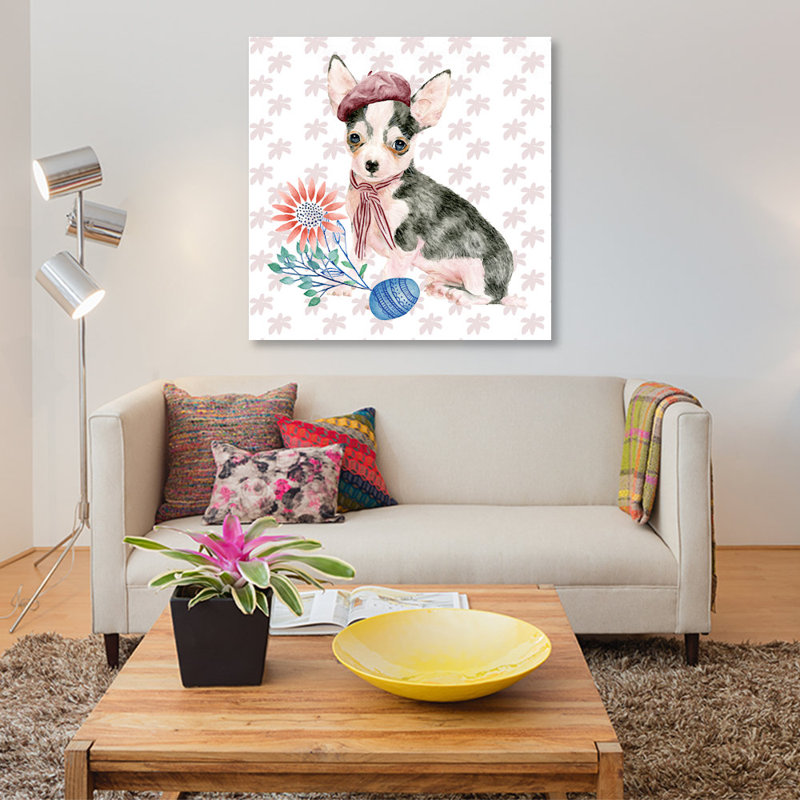 « pâques pup ii », reproduction d’impression sur toile tendue, H 12 po x l 12 po x P 0,75 po, Toile tendue, Pas de tapis