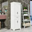 Armoire de rangement pour salle de bain avec 1 tiroir, 4 portes et tablettes réglables