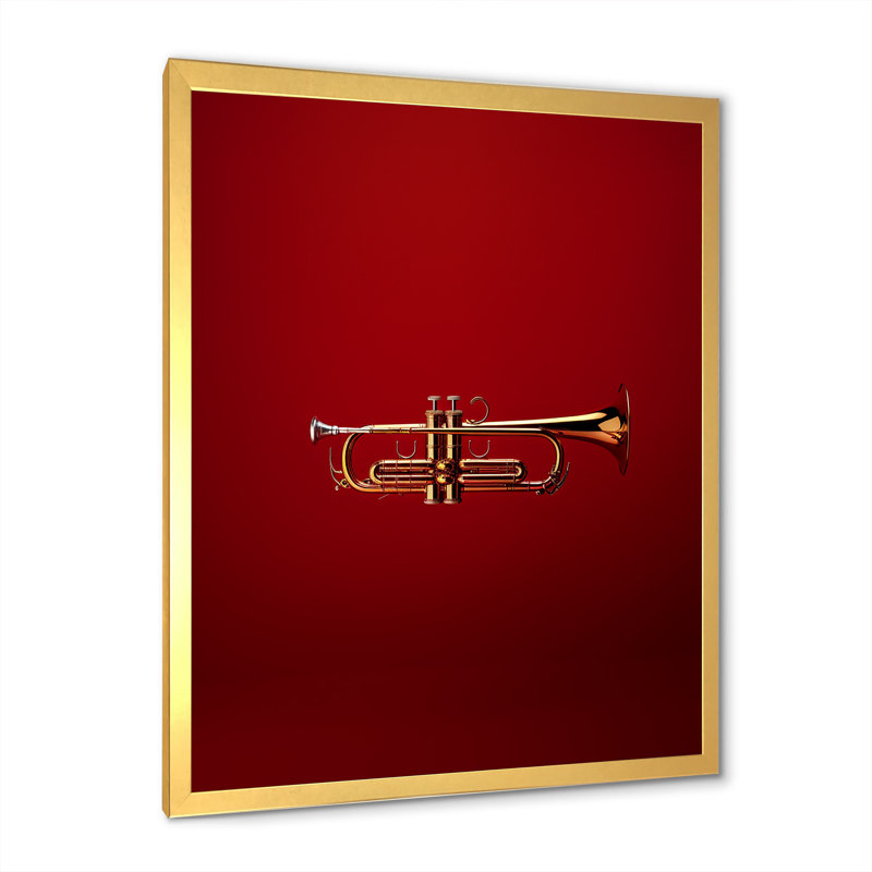 Regal Red Trumpet Triumph II, Cadre doré simple, H 32 po x l 24 po x P 1 po