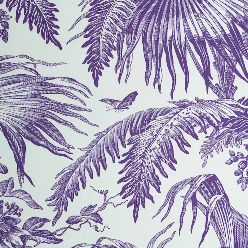 Schumacher x Jill Lasersohn Toile Tropique Fabric, Purple