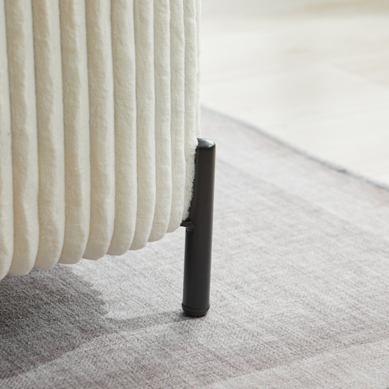 Bampton Upholstered Storage Ottoman, Ivory Corduroy