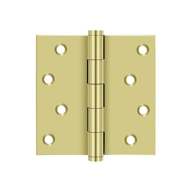 Deltana DSB43-RZ, paire de charnières carrées résidentielles / zigzag en laiton poli 4 po x 4 po, Laiton poli