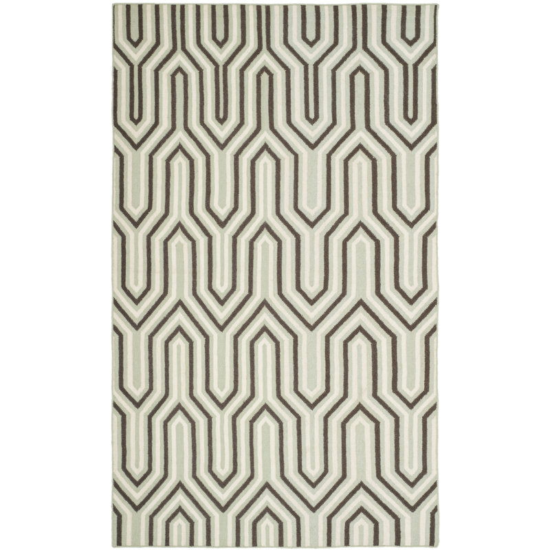 Normal Geometric Wool Hand Woven Area Rug, Rectangle 152 x 244 cm