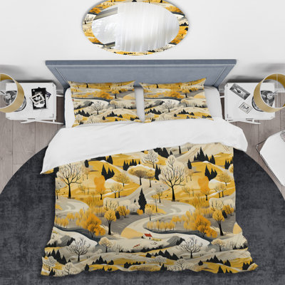 Autunm Yellow Minimalism Landscape Duvet Cover