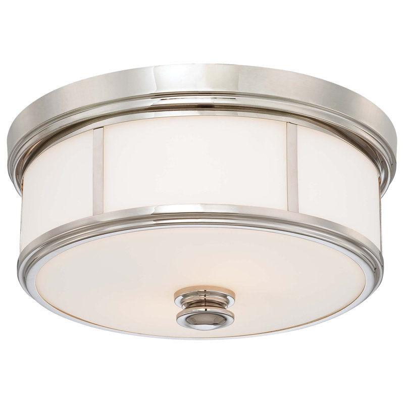 Wilcher Glass Flush Mount, 7" H x 16" W x 16" D, Polished Nickel