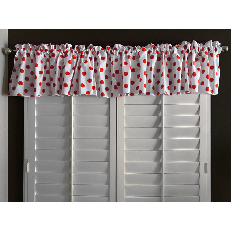 Cantonnière sur mesure en mélange de coton à pois 58 po Chrisman, L 58 po x L 28 po, Blanc / rouge