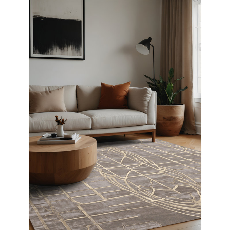 Machine Washable Gray Area Rug, Square 6'