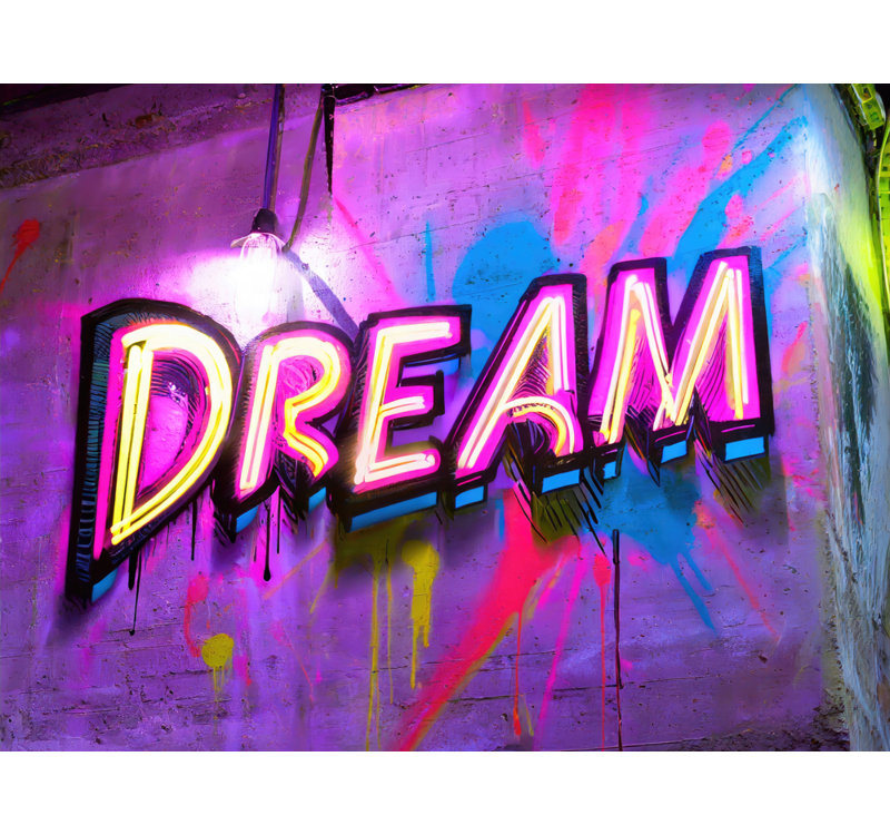Neon Graffiti Dream 16 - Impression sur toile tendue, H 26 po x l 32 po x P 1,5 po