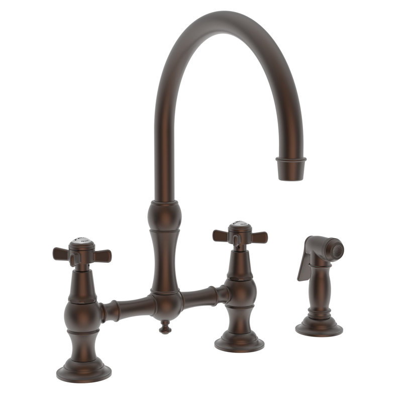 Fairfield Kitchen Bridge Faucet with Side Spray, English Bronze
