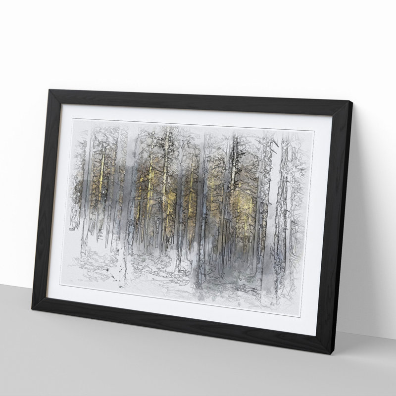 Sunlight Forest Vol.4 Sketch - Picture Frame Graphic Art, 65cm H x 90cm W x 2cm D, Black