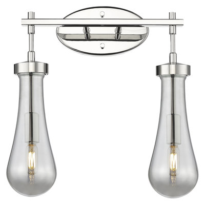 Downtown Urban - Edwa - Éclairage pour meuble-lavabo mural 2 lumières 18 po - Finition nickel satiné - Abat-jour en verre