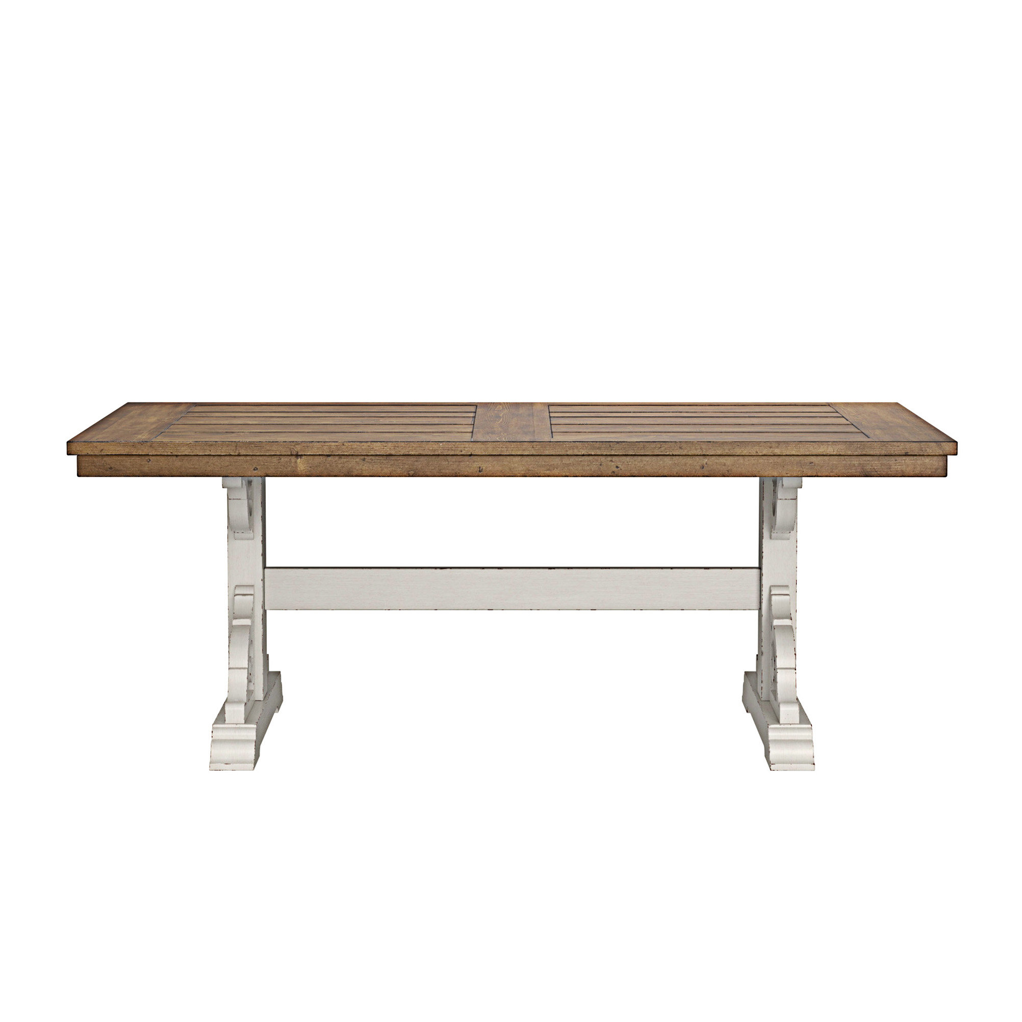 Ophelia & Co. Wallace & Bay Haidel Brown And White Trestle Dining Table