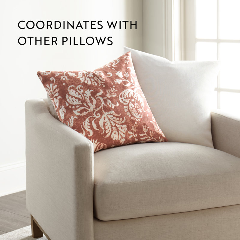Elegant Rose Cotton Square Throw Pillow with Removable Cover