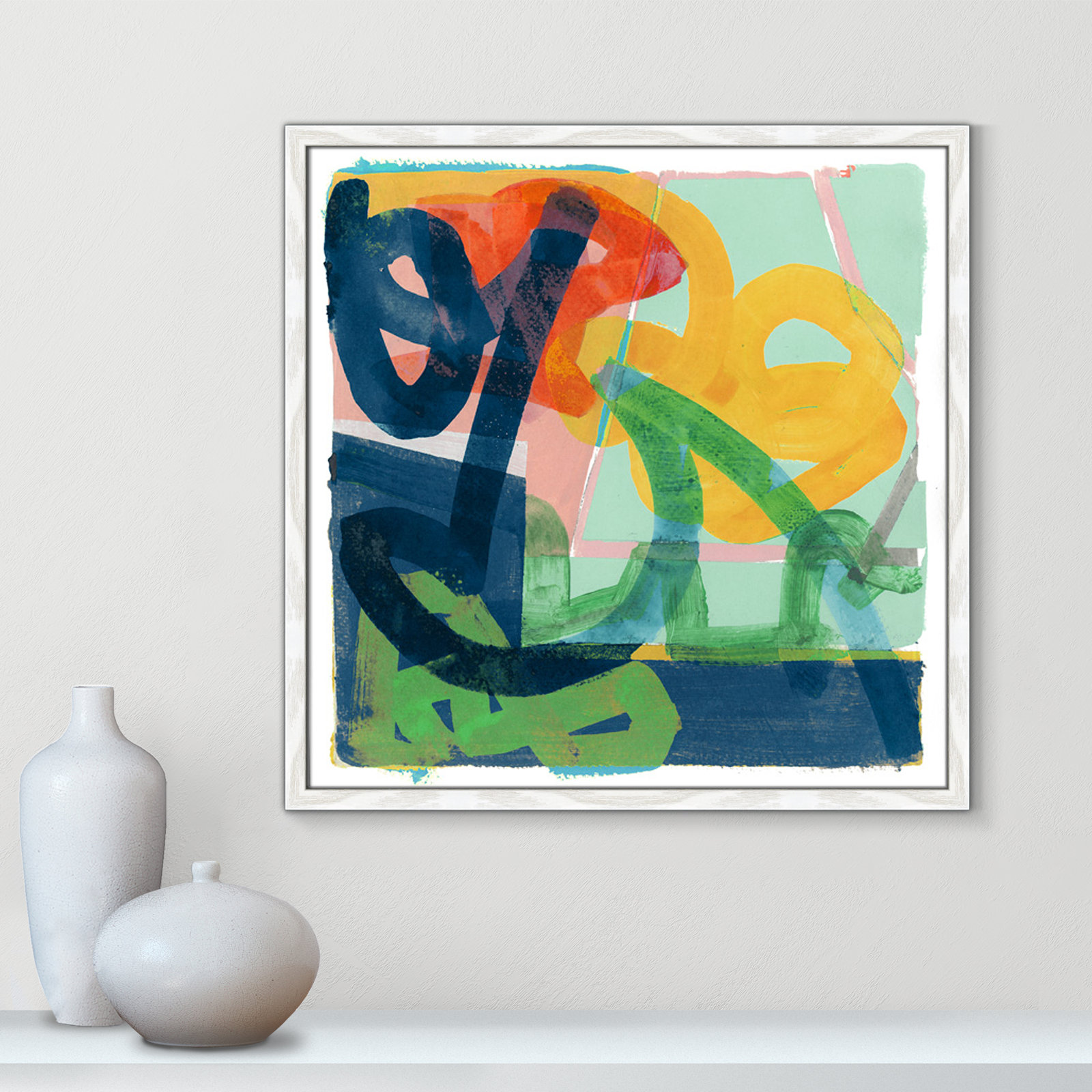 Link by Cartissi - Picture Frame Painting, White Framed, 23.5" H x 23.5" W x 0.75" D