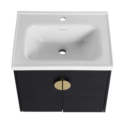 Meuble-lavabo à fermeture en douceur avec lavabo, pour petite salle de bain