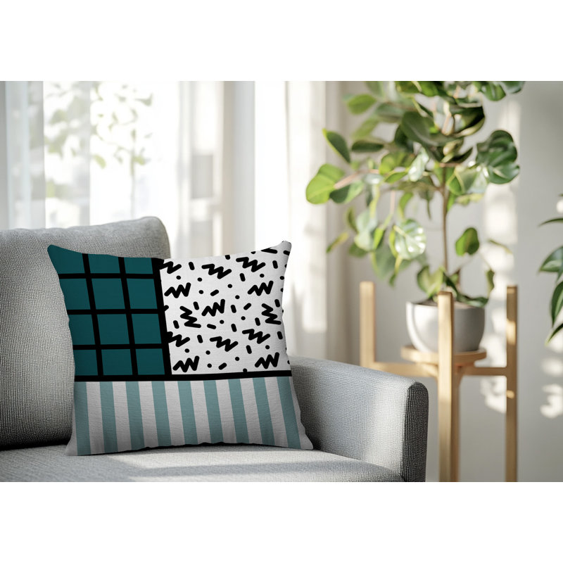 Oreiller carré réversible intérieur / extérieur Minka, Émeraude, Carré 16 po