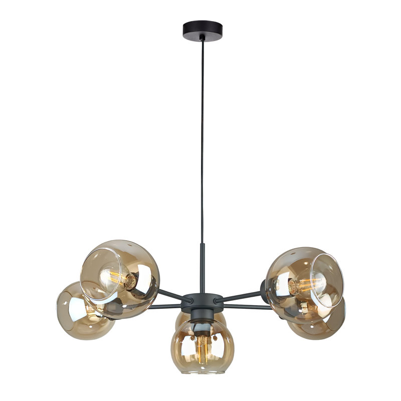 Charlye 6 - Light Matte Black Sputnik Pendant, Honey
