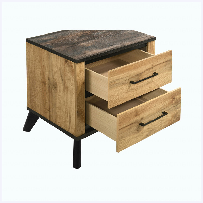Table de chevet 2 tiroirs Natural Pine