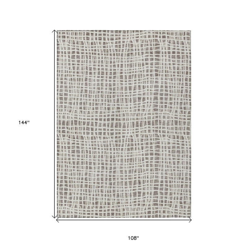 Tapis intérieur lavable rayé beige 9 pi x 12 pi