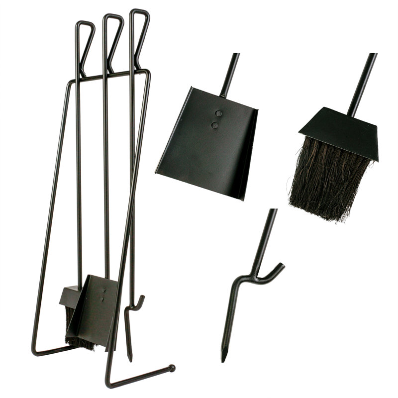 Alcia Iron Fireplace Tool Set, Black