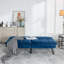 Lit 2 places en velours bleu marine avec siège mi-ferme et accoudoirs réglables, lit pliant convertible moderne, convient parfaitement aux petits espaces de vie