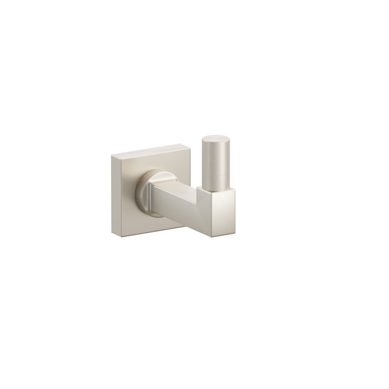 Emtek Select Single Hook w/ Small Square Rosette, Square Stem & Knurled Tip, Satin Nickel